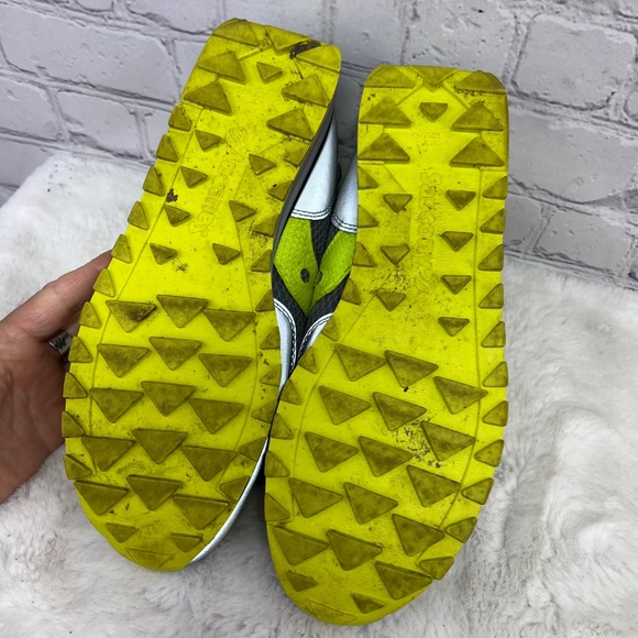 |•SAUCONY•| Trail Jazz Running Women Grey Neon Yellow Shoes Size 10 - Picture 8 of 10
